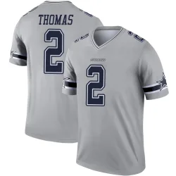 Men's Juanyeh Thomas Dallas Cowboys No.2 Legend Inverted Jersey - Gray