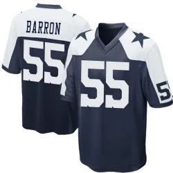 Men's Justin Barron Dallas Cowboys No.55 Game Throwback Jersey - Navy Blue