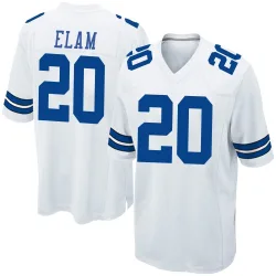 Men's Kaiir Elam Dallas Cowboys No.20 Game Jersey - White