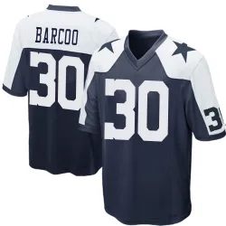 Men's Luq Barcoo Dallas Cowboys No.30 Game Throwback Jersey - Navy Blue
