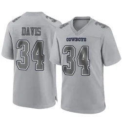 Men's Malik Davis Dallas Cowboys No.34 Game Atmosphere Fashion Jersey - Gray