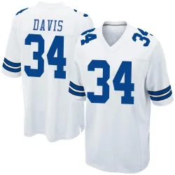 Men's Malik Davis Dallas Cowboys No.34 Game Jersey - White