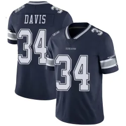 Men's Malik Davis Dallas Cowboys No.34 Limited Team Color Vapor Untouchable Jersey - Navy