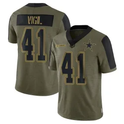 Men's Nick Vigil Dallas Cowboys No.41 Limited 2021 Salute To Service Jersey - Olive