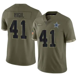 Men's Nick Vigil Dallas Cowboys No.41 Limited 2022 Salute To Service Jersey - Olive