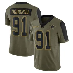 Men's Otito Ogbonnia Dallas Cowboys No.91 Limited 2021 Salute To Service Jersey - Olive