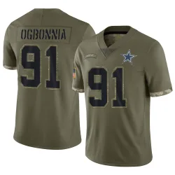 Men's Otito Ogbonnia Dallas Cowboys No.91 Limited 2022 Salute To Service Jersey - Olive