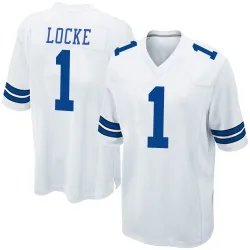 Men's P.J. Locke Dallas Cowboys No.1 Game Jersey - White