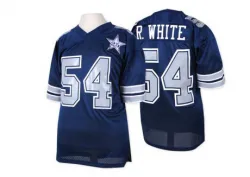 Men's Randy White Dallas Cowboys No.54 Authentic Mitchell And Ness 25TH Patch Throwback Jersey - Navy Blue