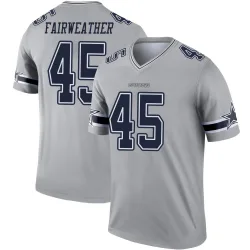 Men's Rivaldo Fairweather Dallas Cowboys No.45 Legend Inverted Jersey - Gray