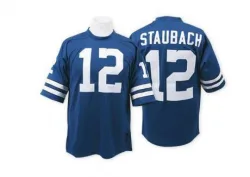 Men's Roger Staubach Dallas Cowboys No.12 Authentic Mitchell And Ness Throwback Jersey - Navy Blue