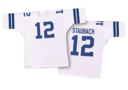Men's Roger Staubach Dallas Cowboys No.12 Authentic Mitchell And Ness Throwback Jersey - White