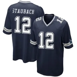 Men's Roger Staubach Dallas Cowboys No.12 Game Team Color Jersey - Navy