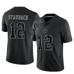 Men's Roger Staubach Dallas Cowboys No.12 Limited Reflective Jersey - Black