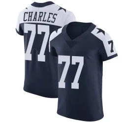 Men's Saahdiq Charles Dallas Cowboys No.77 Elite Alternate Vapor Untouchable Jersey - Navy