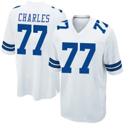 Men's Saahdiq Charles Dallas Cowboys No.77 Game Jersey - White
