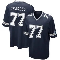 Men's Saahdiq Charles Dallas Cowboys No.77 Game Team Color Jersey - Navy