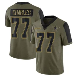 Men's Saahdiq Charles Dallas Cowboys No.77 Limited 2021 Salute To Service Jersey - Olive