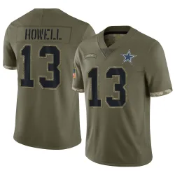 Men's Sam Howell Dallas Cowboys No.13 Limited 2022 Salute To Service Jersey - Olive