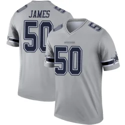 Men's Shemar James Dallas Cowboys No.50 Legend Inverted Jersey - Gray