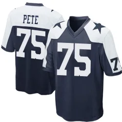 Men's Shiyazh Pete Dallas Cowboys No.75 Game Throwback Jersey - Navy Blue
