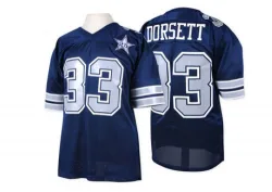 Men's Tony Dorsett Dallas Cowboys No.33 Authentic Mitchell And Ness 25TH Patch Throwback Jersey - Navy Blue
