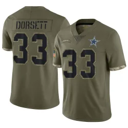 Men's Tony Dorsett Dallas Cowboys No.33 Limited 2022 Salute To Service Jersey - Olive