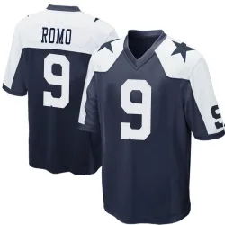 Men's Tony Romo Dallas Cowboys No.9 Game Throwback Jersey - Navy Blue