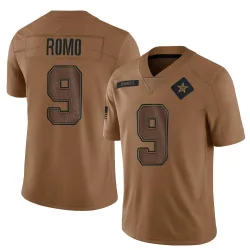 Men's Tony Romo Dallas Cowboys No.9 Limited 2023 Salute To Service Jersey - Brown