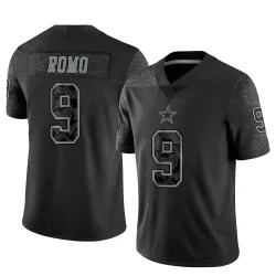 Men's Tony Romo Dallas Cowboys No.9 Limited Reflective Jersey - Black