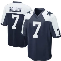 Men's Traeshon Holden Dallas Cowboys No.7 Game Throwback Jersey - Navy Blue