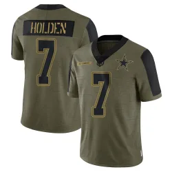 Men's Traeshon Holden Dallas Cowboys No.7 Limited 2021 Salute To Service Jersey - Olive