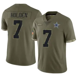 Men's Traeshon Holden Dallas Cowboys No.7 Limited 2022 Salute To Service Jersey - Olive