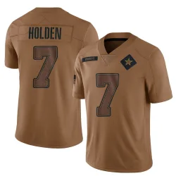 Men's Traeshon Holden Dallas Cowboys No.7 Limited 2023 Salute To Service Jersey - Brown