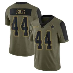 Men's Trent Sieg Dallas Cowboys No.44 Limited 2021 Salute To Service Jersey - Olive