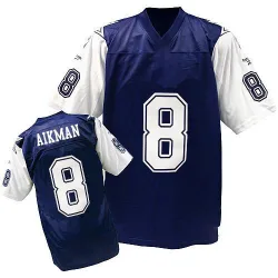 Men's Troy Aikman Dallas Cowboys No.8 Authentic Mitchell And Ness Navy Throwback Jersey - Blue/White