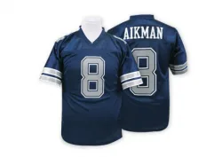 Men's Troy Aikman Dallas Cowboys No.8 Authentic Mitchell And Ness Throwback Jersey - Navy Blue