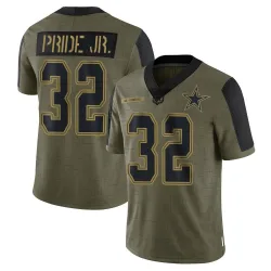 Men's Troy Pride Jr. Dallas Cowboys No.32 Limited 2021 Salute To Service Jersey - Olive