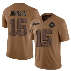 Men's Tyler Johnson Dallas Cowboys No.15 Limited 2023 Salute To Service Jersey - Brown