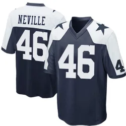 Men's Tyler Neville Dallas Cowboys No.46 Game Throwback Jersey - Navy Blue