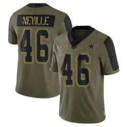 Men's Tyler Neville Dallas Cowboys No.46 Limited 2021 Salute To Service Jersey - Olive