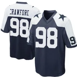 Men's Tyrone Crawford Dallas Cowboys No.98 Game Throwback Jersey - Navy Blue