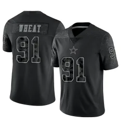 Men's Tyrus Wheat Dallas Cowboys No.91 Limited Reflective Jersey - Black