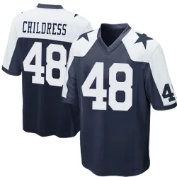 Men's Zion Childress Dallas Cowboys No.48 Game Throwback Jersey - Navy Blue