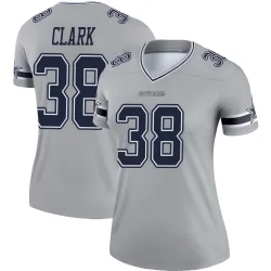 Women's Alijah Clark Dallas Cowboys No.38 Legend Inverted Jersey - Gray