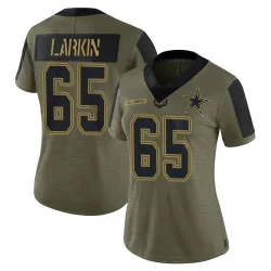 Women's Austin Larkin Dallas Cowboys No.65 Limited 2021 Salute To Service Jersey - Olive