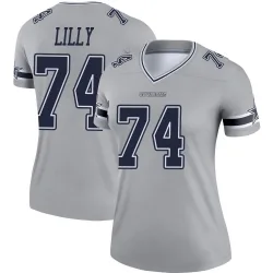 Women's Bob Lilly Dallas Cowboys No.74 Legend Inverted Jersey - Gray
