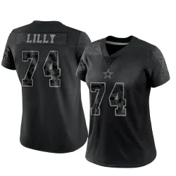 Women's Bob Lilly Dallas Cowboys No.74 Limited Reflective Jersey - Black