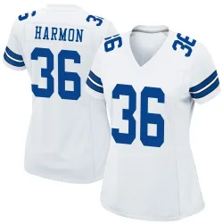Women's Bruce Harmon Dallas Cowboys No.36 Game Jersey - White
