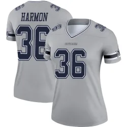 Women's Bruce Harmon Dallas Cowboys No.36 Legend Inverted Jersey - Gray